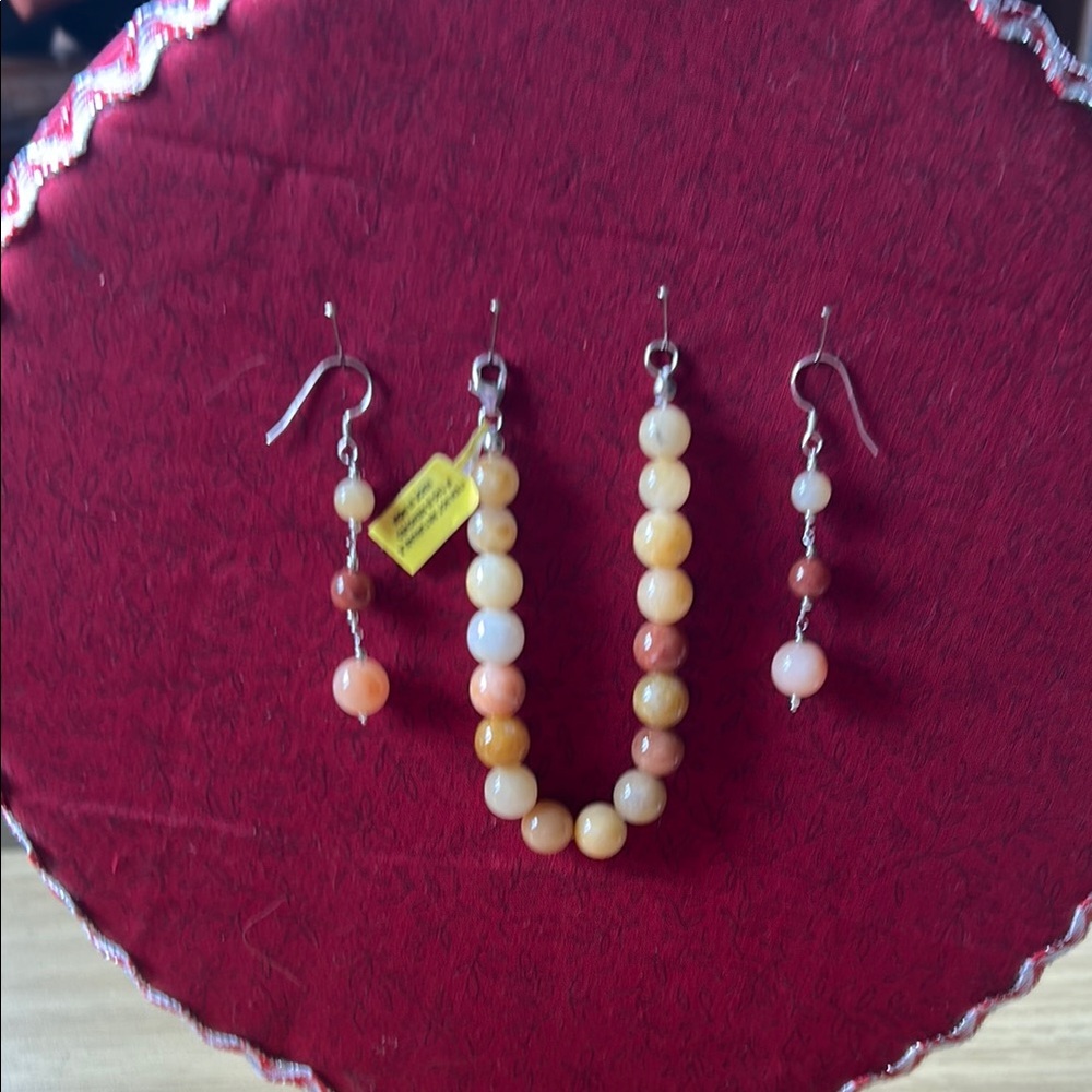 Elegant yellow adventuring Beaded bracelet & earrings Jewelry Set.